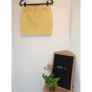 Yellow Corduroy-Look Mini Skirt